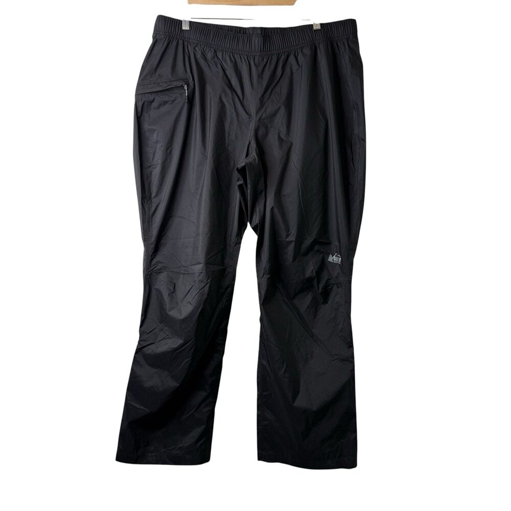 NEW REI Co-op Womens Essential Rain Pants 1X Black Ripstop Waterproof Packable